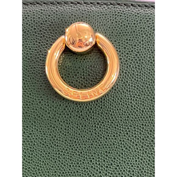 Vintage Celine Bag Green Leather Top Handle Shoulder Tote Made in Italy - Picture 3 of 15